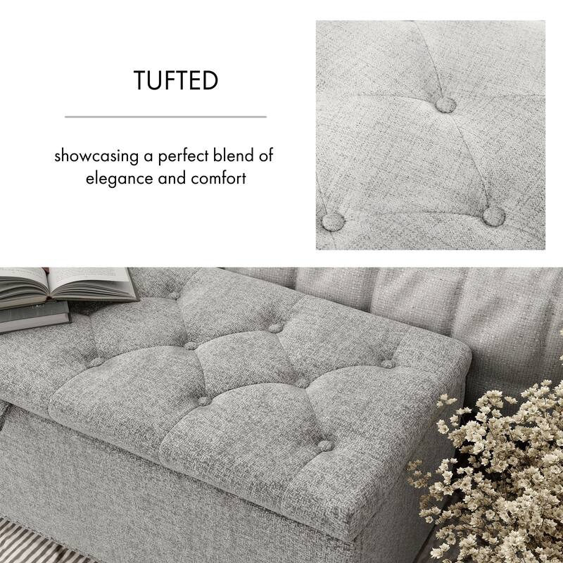 DH Basic Modern Brian 48-inch Rectangular Linen Storage Ottoman Bench by Denhour