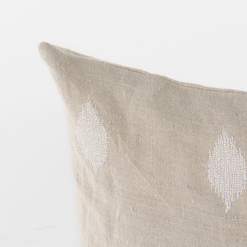 Enya 13L x 21W Beige and Cream Fabric Patterned Decorative Pillow Cover