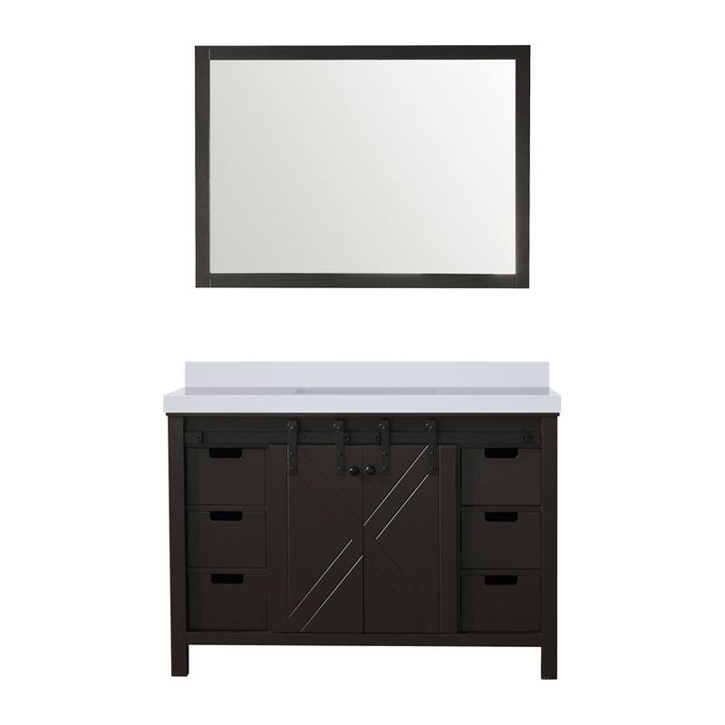 Marsyas Bath Vanity, White Quartz Countertop and Mirrors - 48 - Brown