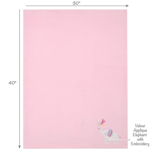 Bedtime Originals Elephant Dreams Appliqued Soft Fleece Baby Blanket - Pink