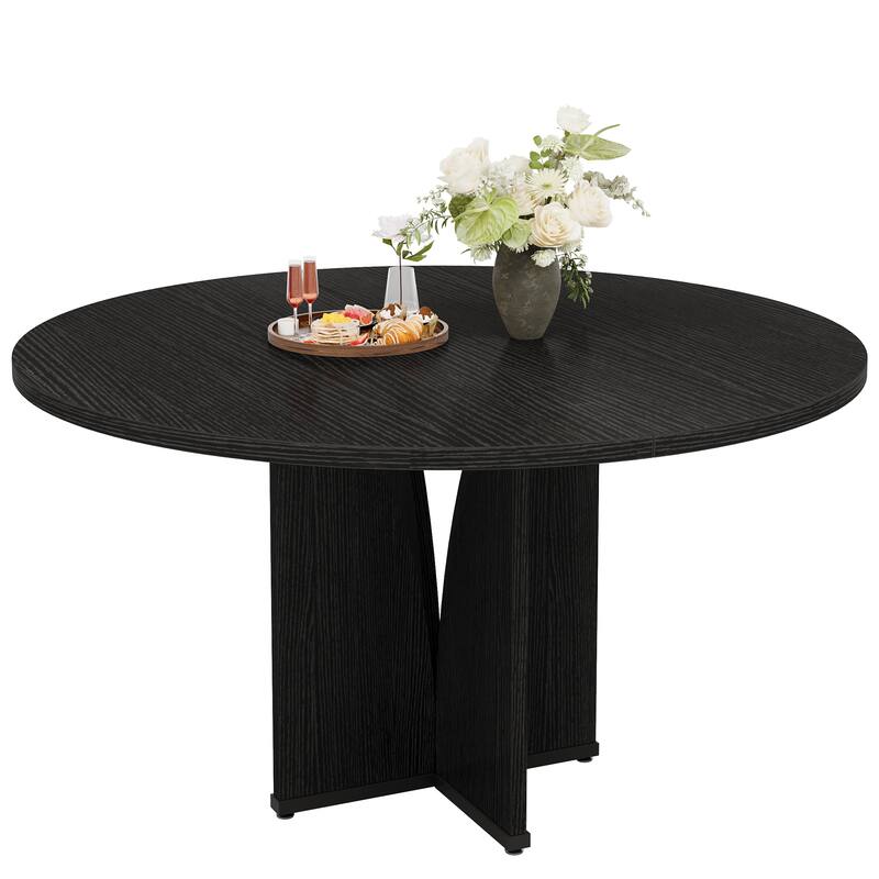 Wooden Large Dining Table, Round Kitchen Table for Dining/Living Room