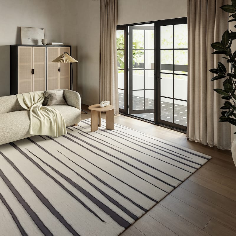 Frenshe Interiors Studio Striped New Zealand Wool Area Rug - 5' x 8' - Ivory