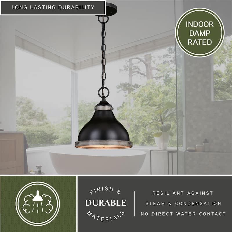 Sheffield 1L Dark Bronze and Gray Farmhouse Dome Pendant Light
