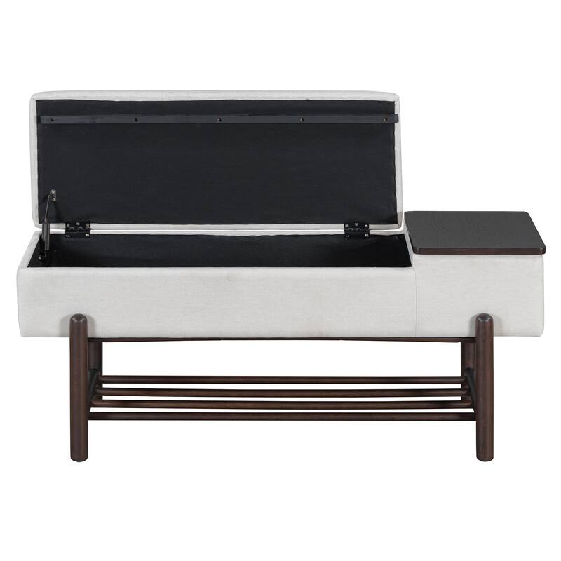 Roomfitters Modern Entryway Bench, Upholstered Storage Seat, Shoe Organizer Shelf, Hallway Furniture