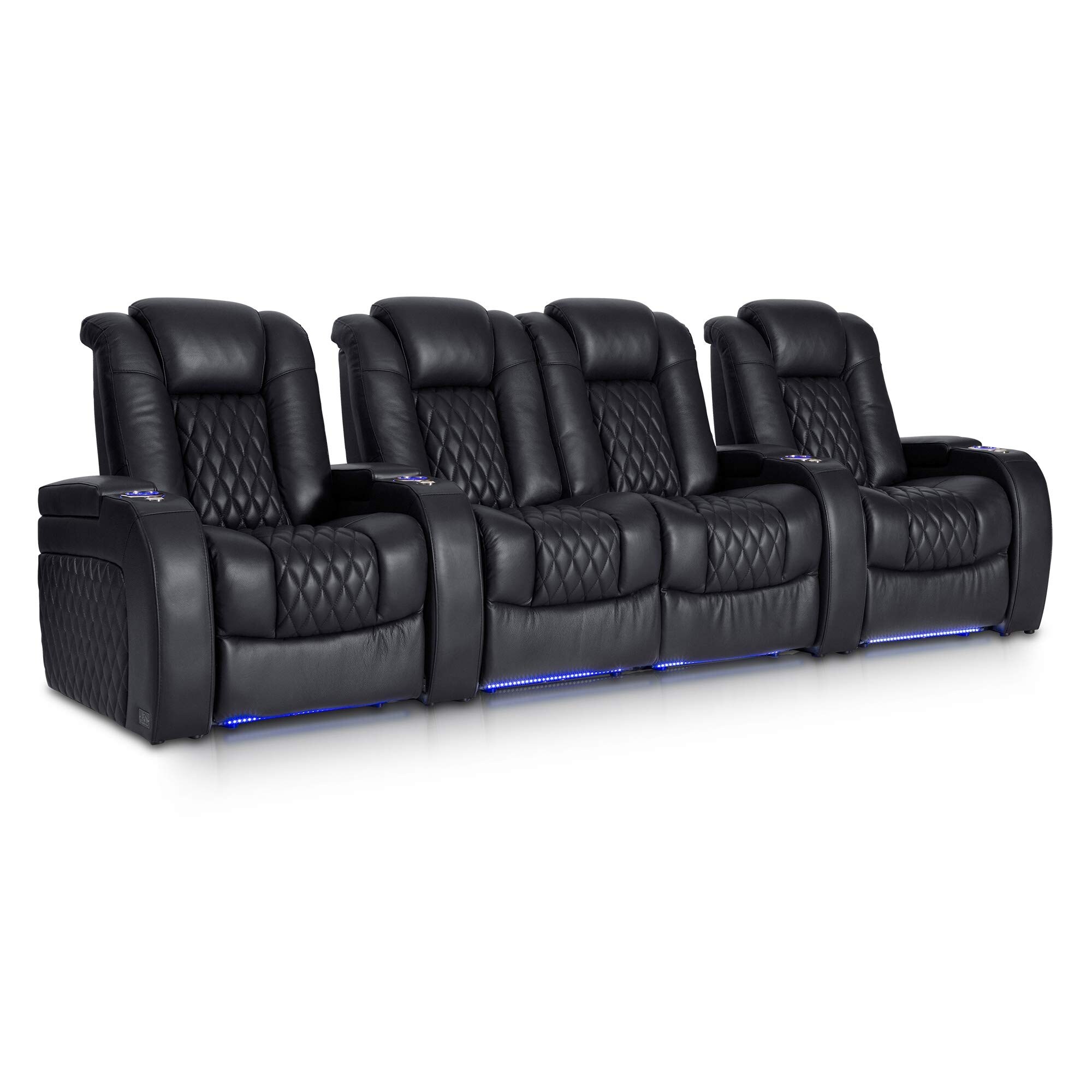 Seatcraft Diamante Home Theater Seating Black Leather 7000
