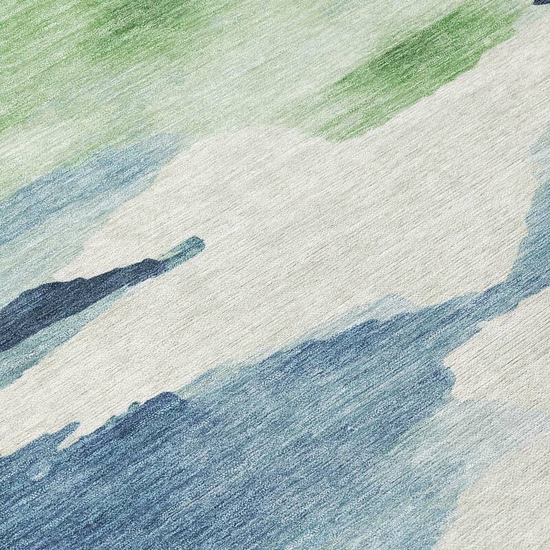 Machine Washable Indoor/ Outdoor Abstract Watercolor Chantille Rug