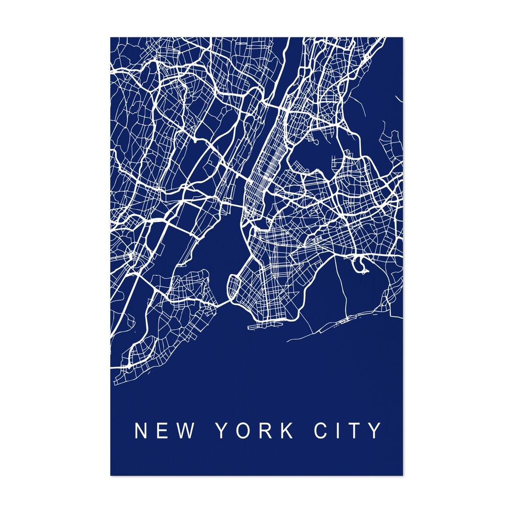 New York City Nyc Street Blue Map Illustrations Maps Art Print/Poster