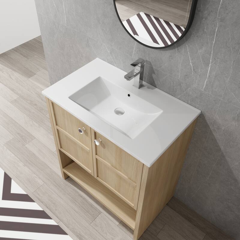 Beingnext 24"/30" Bathroom Vanity with Sink, Floating/Freestanding Bathroom Vanity with Soft Close Door