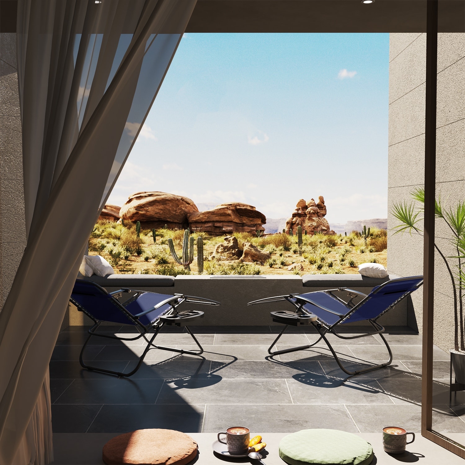 Zero gravity chair set with table top