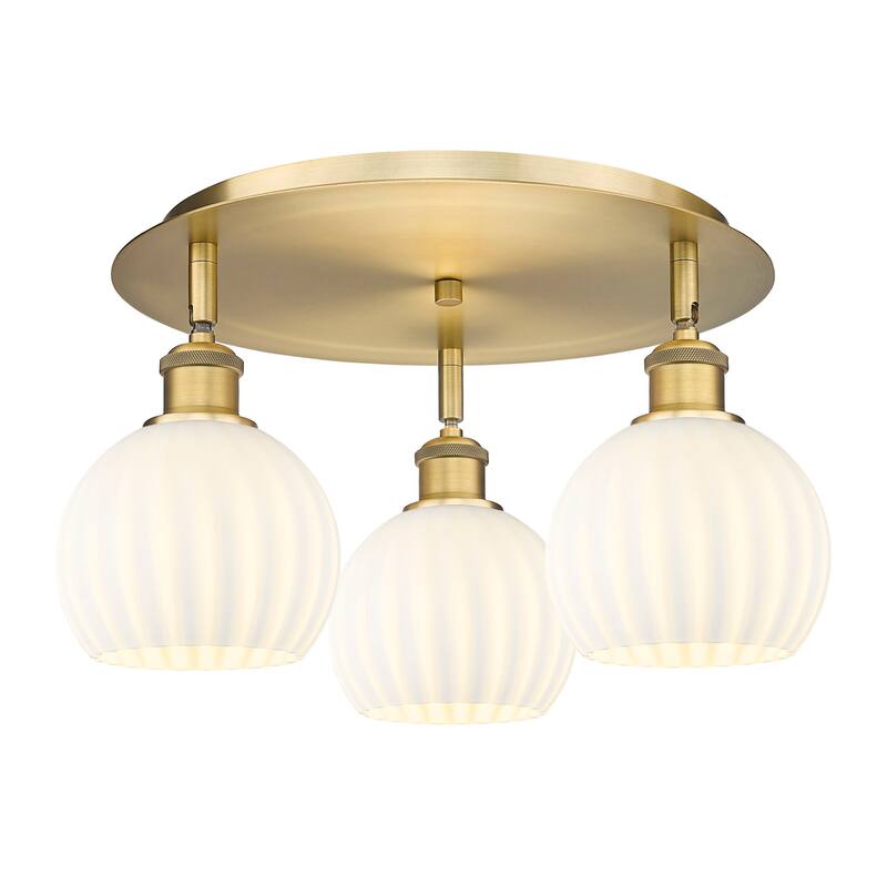 Innovations Lighting 516-3C-9-18-White Venetian-Indoor Ceiling Fixture - Brushed Brass / White Venetian