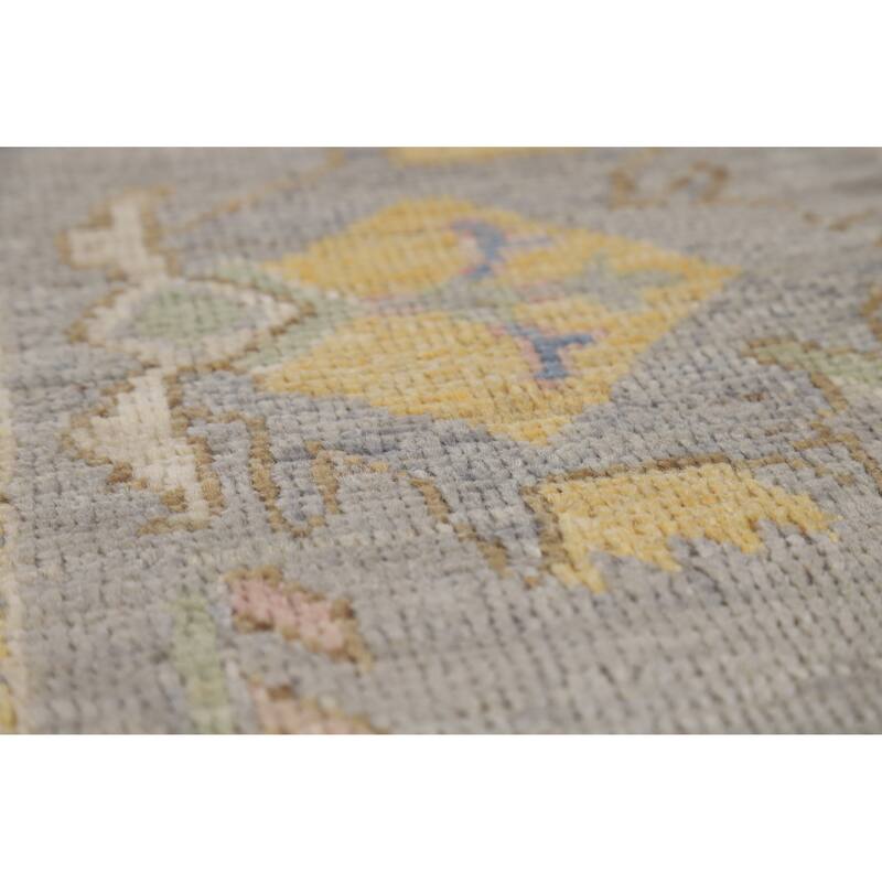 Hand Knotted Oriental 100% Wool Carpet Transitional All-Over Navy Blue & Blues Oushak Area Rug - 9' 9'' X 8' 2''