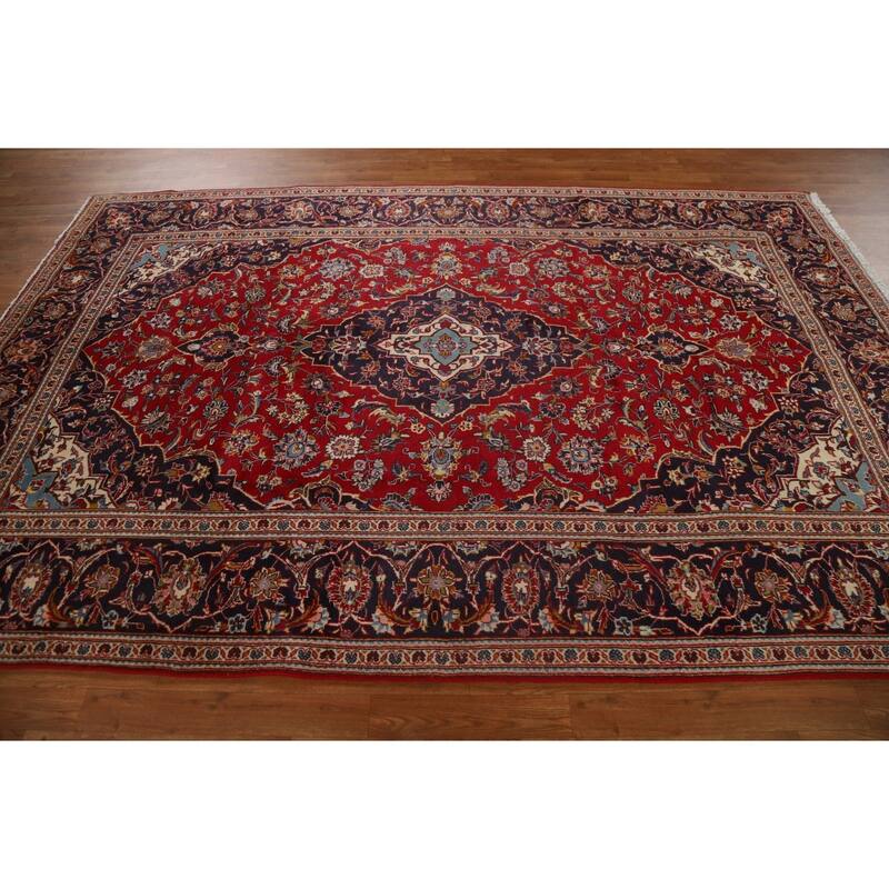 Floral Traditional Kashan Persian Area Rug Hand-knotted Wool Carpet - 6 ...