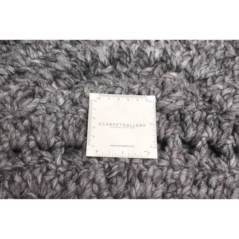 ECARPETGALLERY Braid weave Sienna Dark Grey Wool Rug - 3'2 x 3'2