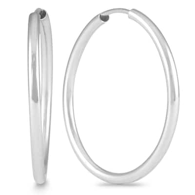 Marquee Jewels 14k White Gold 21-millimeter Hoop Earrings