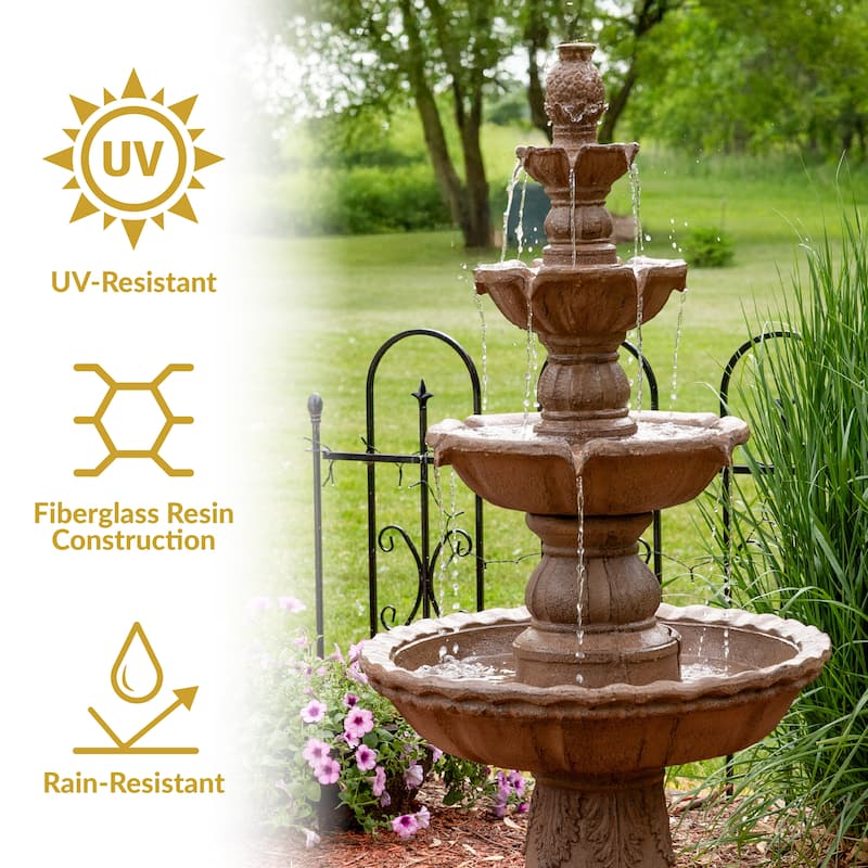 Sunnydaze 4-Tier Pineapple Outdoor Water Fountain - 52" H