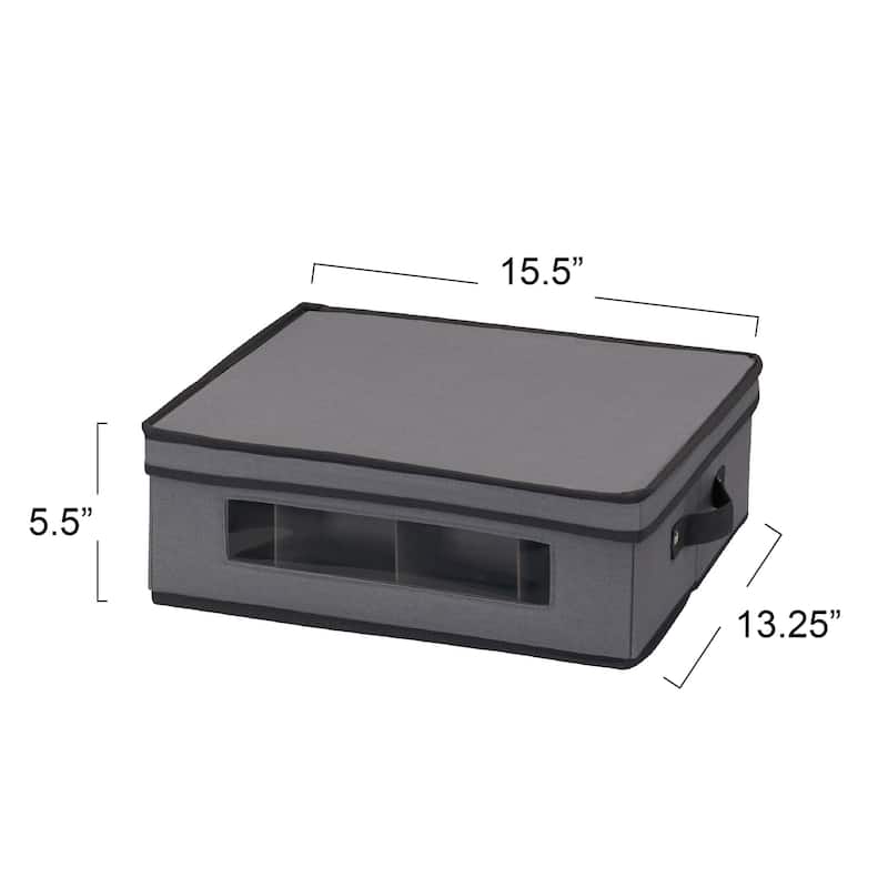 Household Essentials China Cup Chest with 12 Storage Compartments - 13.3"L x 15.5"W x 5.5"H - 13.3"L x 15.5"W x 5.5"H - Grey