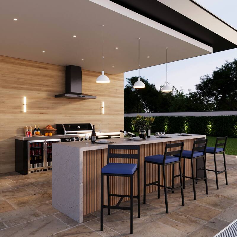 Chelsea Patio Bar Stool in Powder-Coated Aluminum Frame with Removable Cushion