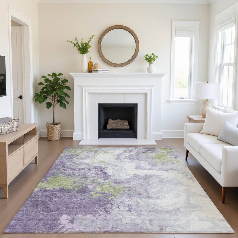 Premium Washable Super Soft Abstract Contemporary Mayfield Rug - 3' x 5' - Lavender