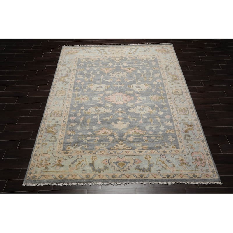 LoomBloom Muted Turkish Oushak Hand Knotted Area Rug Slate Color
