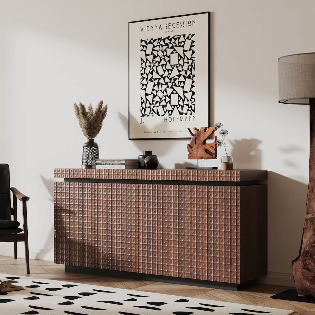 Sideboard Buffet Cabinet,Modern Accent Storage Sideboard, Luxurious Floor Cabinet Buffet with Freestanding Anti Dumping