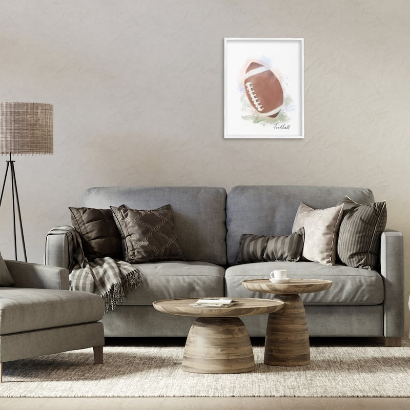 Stupell Soft Pastel Football Framed Giclee Art Design By Matthew Piotrowicz