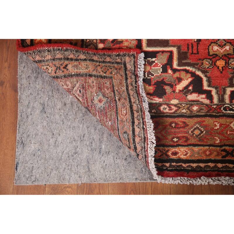 Hand Knotted Oriental 100% Wool Carpet Traditional Medallion Red Hamedan Runner Rug - 9' 3'' X 3' 10''