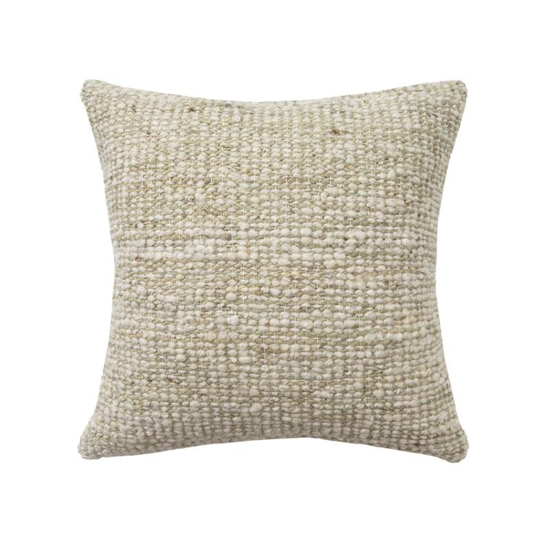 Handmade Striped Throw Pillow - 22" - Green and Cream