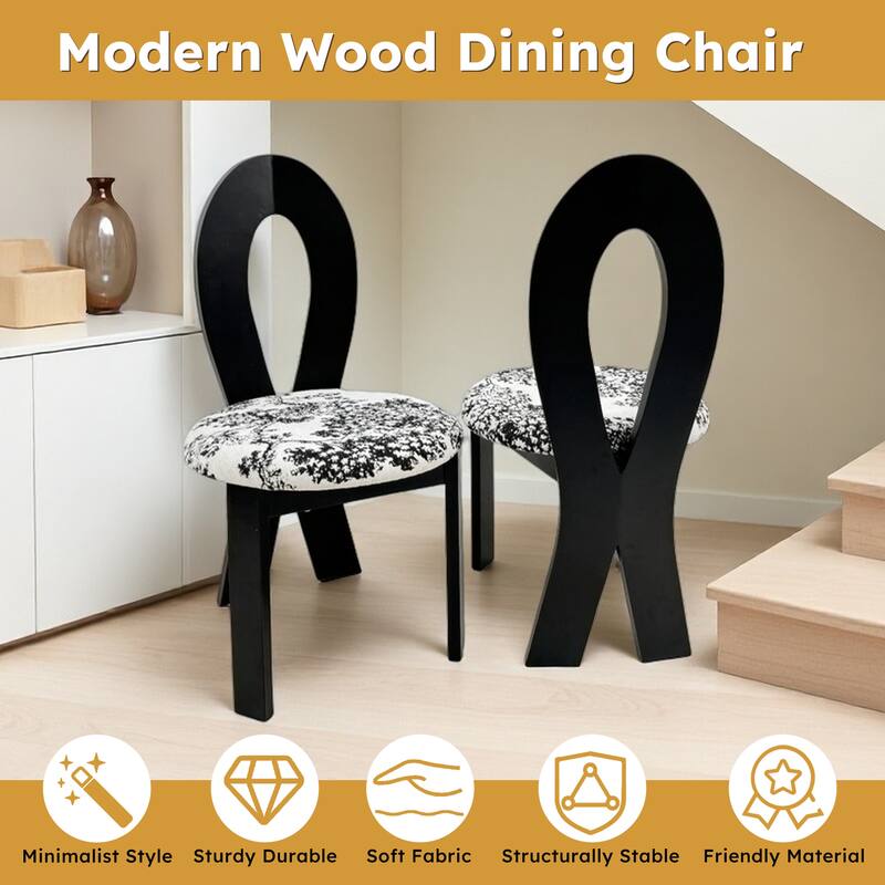 Dining Chairs Set of 2, Key-Design Home Chairs, Plush Teddy Velvet Solid Wooden Dining Chairs with Wood-Grain Embossed Cushion