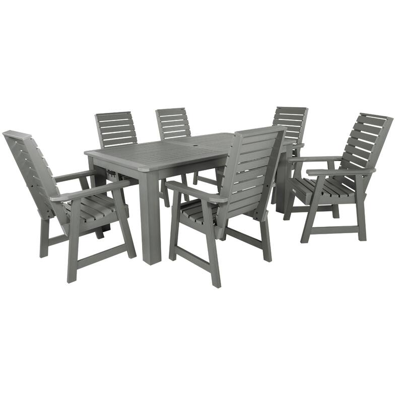 Weatherly 7-piece Outdoor Dining Set - 42" x 72" Table, Dining-height - Coastal Teak