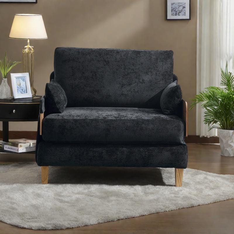 Chenille 3-in-1 Convertible Sofa Bed Chair with 3 Pillows and Storage Pockets