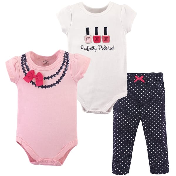 slide 1 of 1, Little Treasure Baby Girl Cotton Bodysuit and Pant Set, Bow Necklace 0-3 Months - Bow Necklace