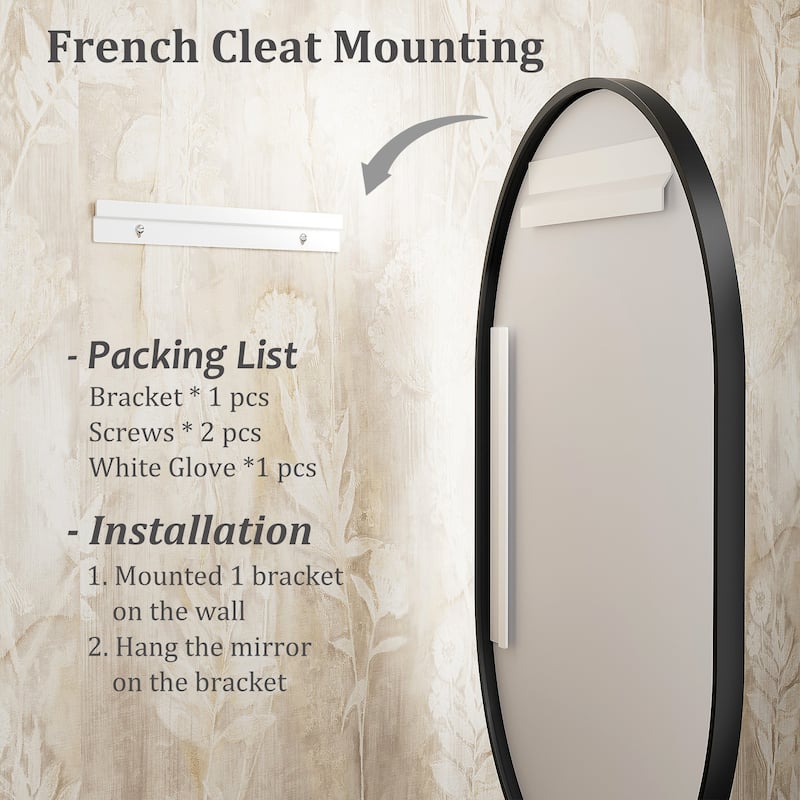 5-Year Warranty Aluminum Alloy Framed French Cleat Mounted Oval Wall Decor Bathroom Vanity Mirror