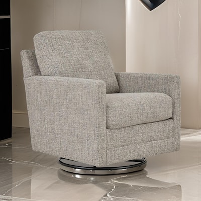 37 Inch Swivel Glider Accent Chair, Soft Cushioned Taupe Gray Polyester