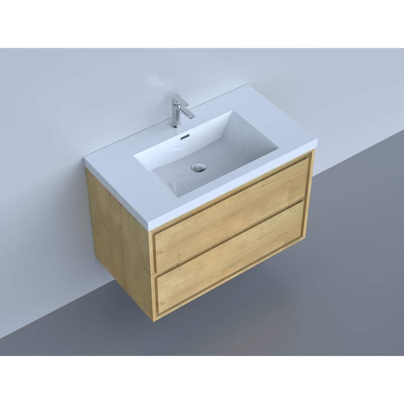 Sage 36" wall mounted bathroom vanity with single basin acrylic top