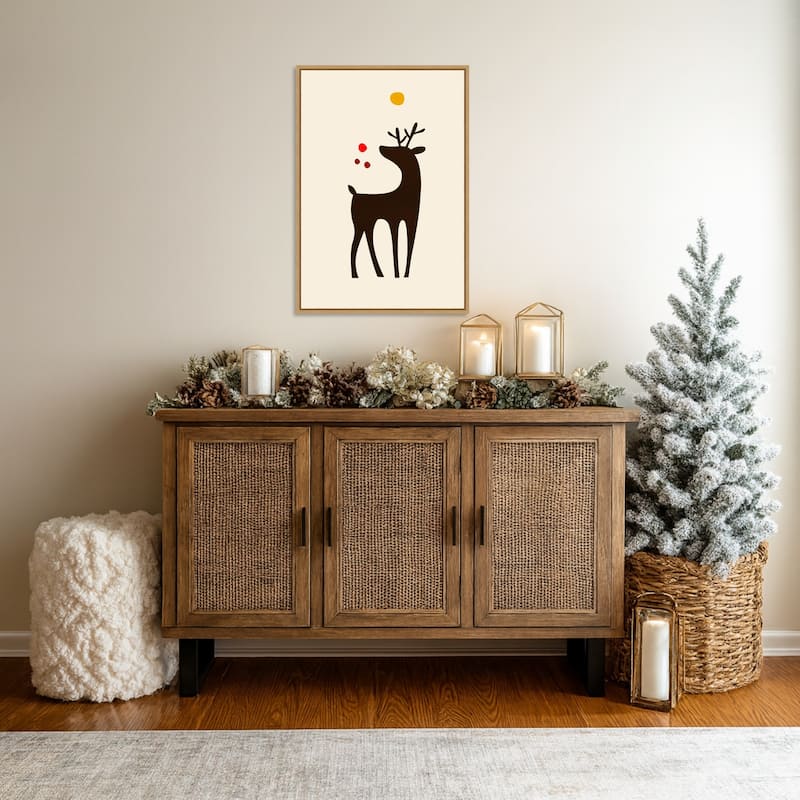 Rudolph Searching for His Nose by Eins Kubistika (23 x 33 in.), Framed Canvas Wall Art Print - Sylvie Natural