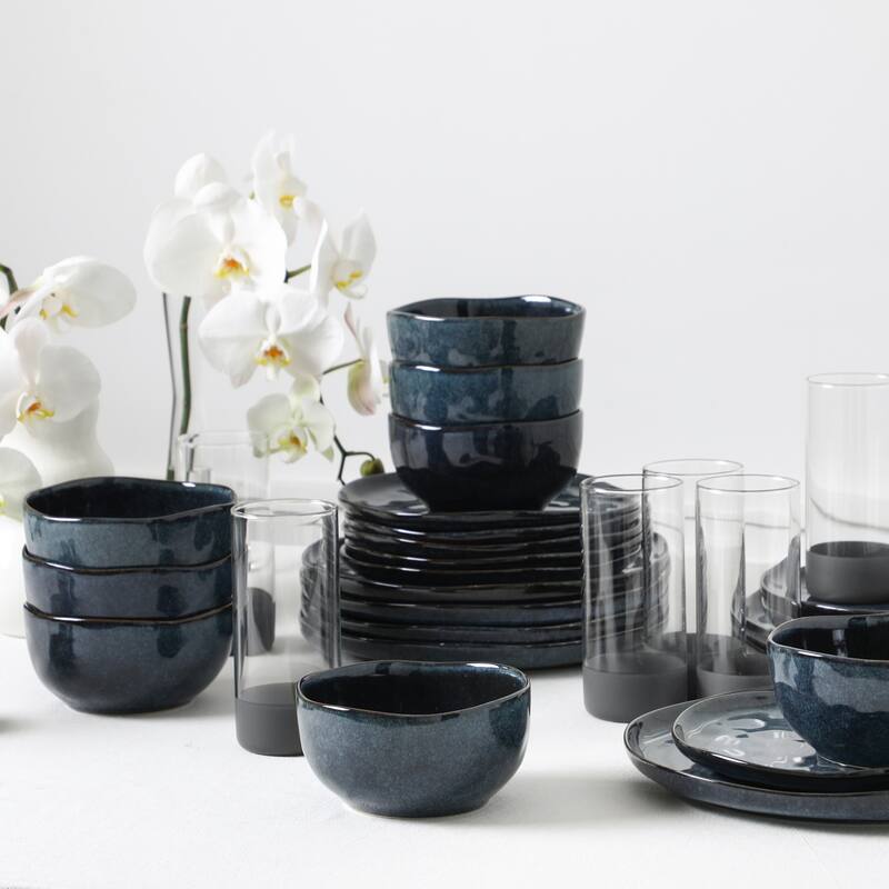 Stone Lain Mirella Stoneware, Borosilicate Glass Dinnerware Set