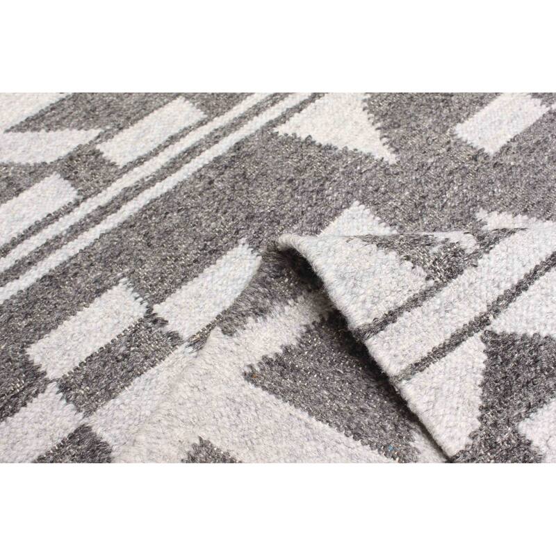 ECARPETGALLERY Flat-Weave Ankara FW Dark Grey Wool Kilim - 5'3 x 8'0