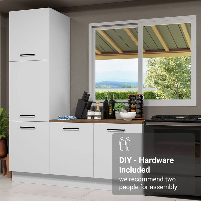 Madesa Hazel Kitchen Set 70"L Multiple Compartments - White