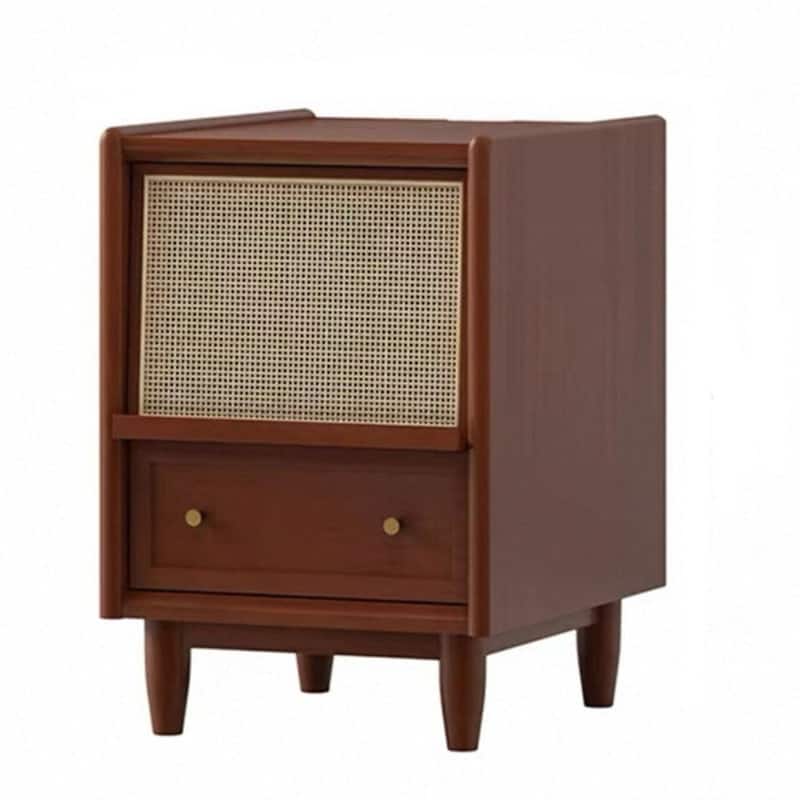 Japanese Nightstand with Rattan Drawer