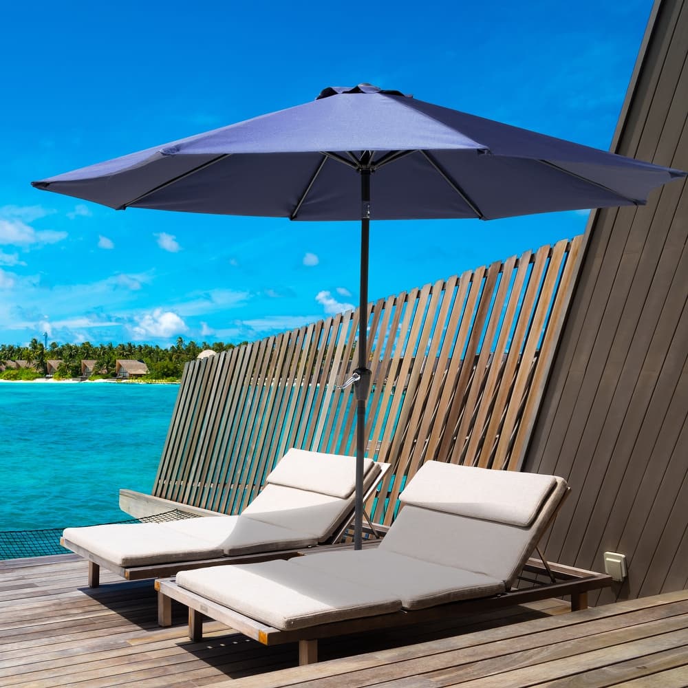 Outdoor Round Patio Vented Umbrella, Crank Handle, Push Button Tilt