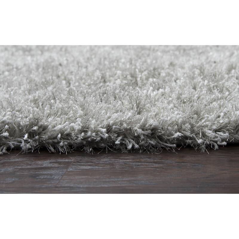 Alora Decor Pearl Contemporary Solid Gray Polyester/Lurex Area Rug.