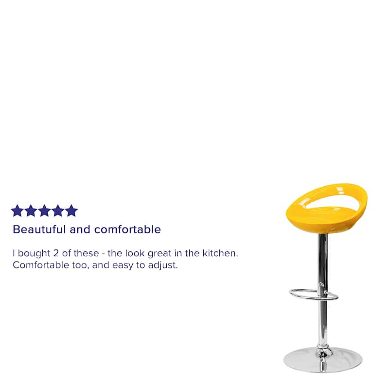 Height-adjustable Barstools with Rounded Cutout Backs (Set of 2) - 18.25"W x 18.25"D x 30.25" - 38.75"H