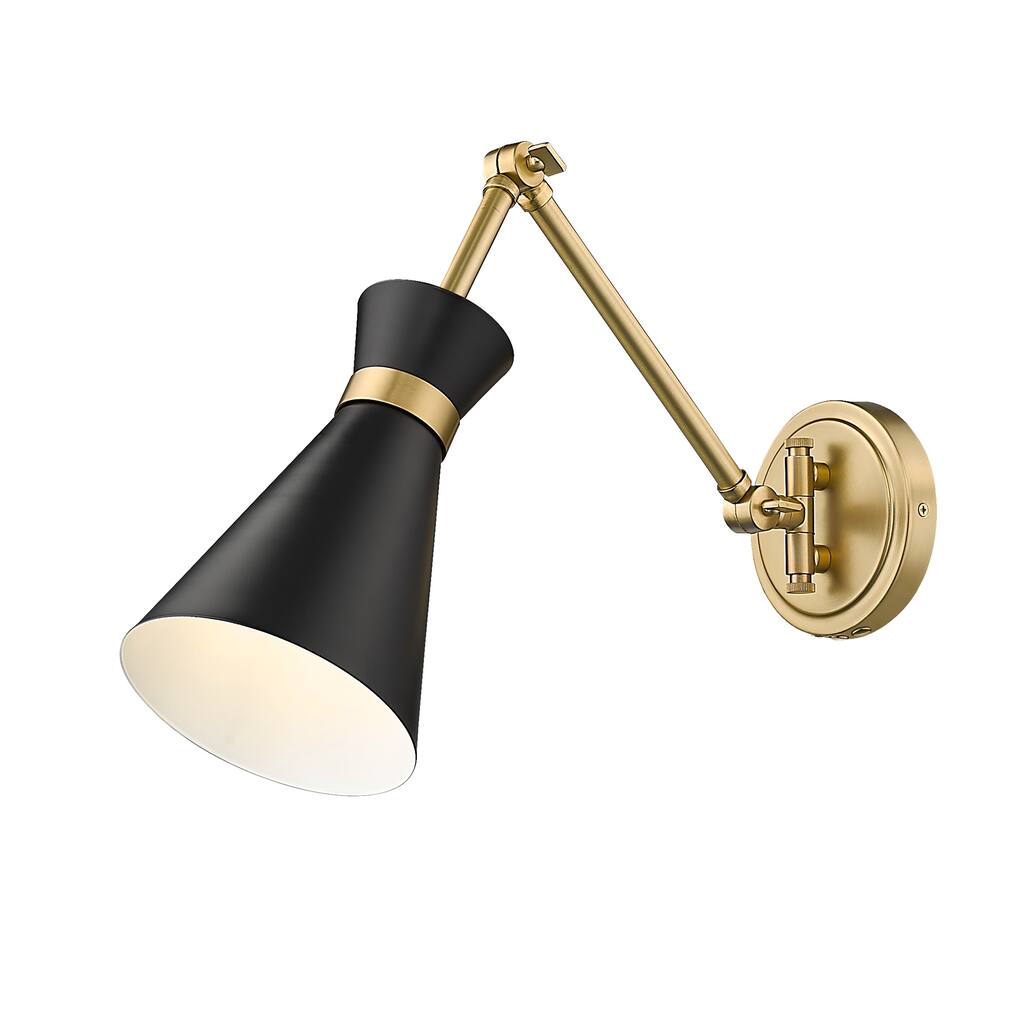 Soriano by Z-Lite 1 Light Wall Sconce in Matte Black with Modern Gold Steel Shade
