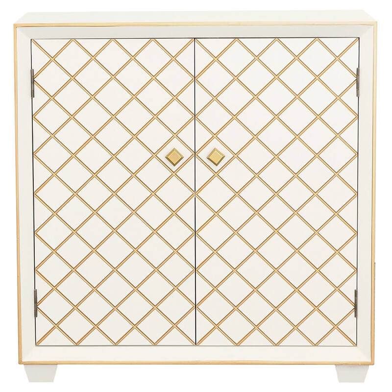 Belinda White and Gold 2-door Accent Cabinet