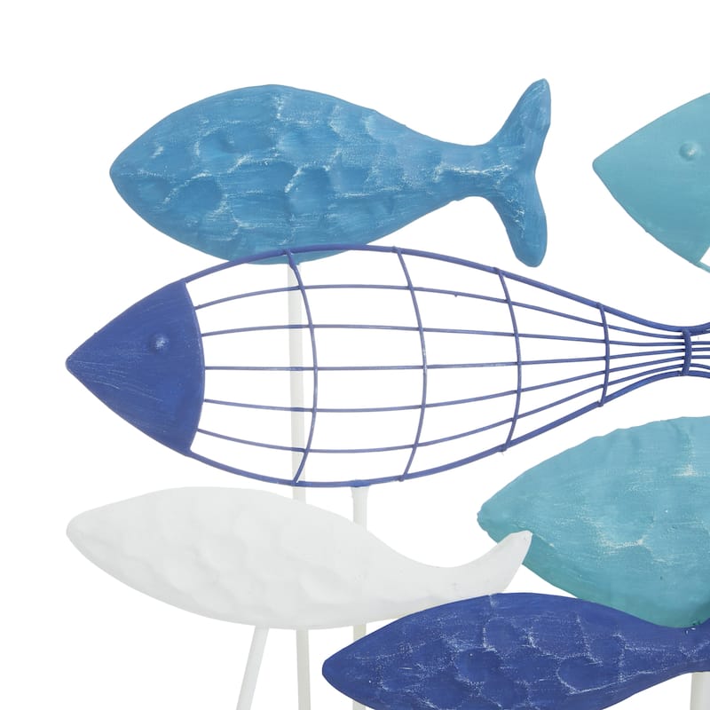 Metal Fish Decorative Sculpture - Blue - Roche River Decor