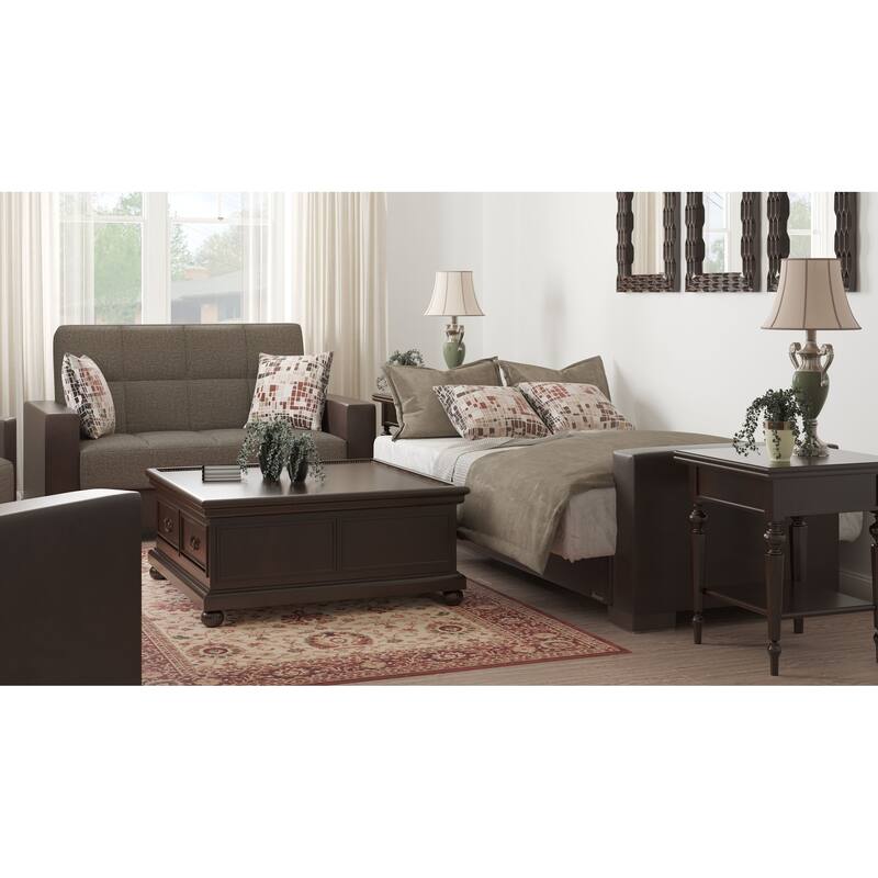 Collection Upholstered Convertible Loveseat With Storage