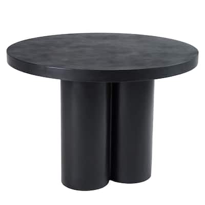 Cid Run Dining Table, Black Concrete Abstract Base, Round 43 Inch