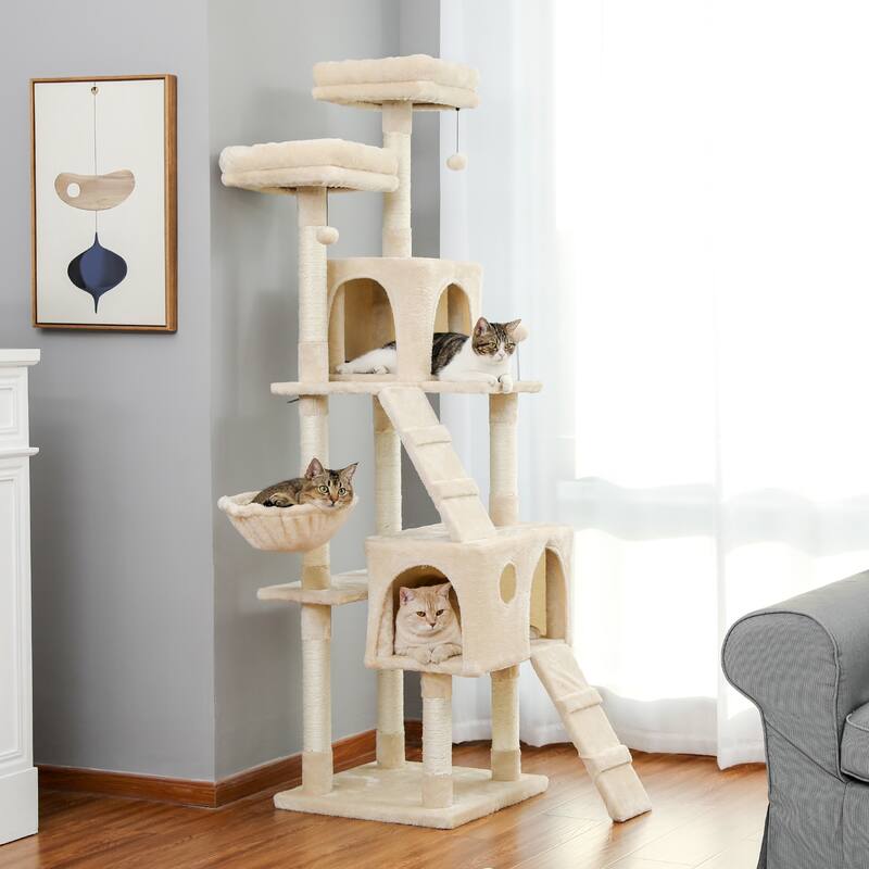 Cat Tree,Cat Tower with 2 Condos and 2 Perches, Kitty Climber Tower Furniture