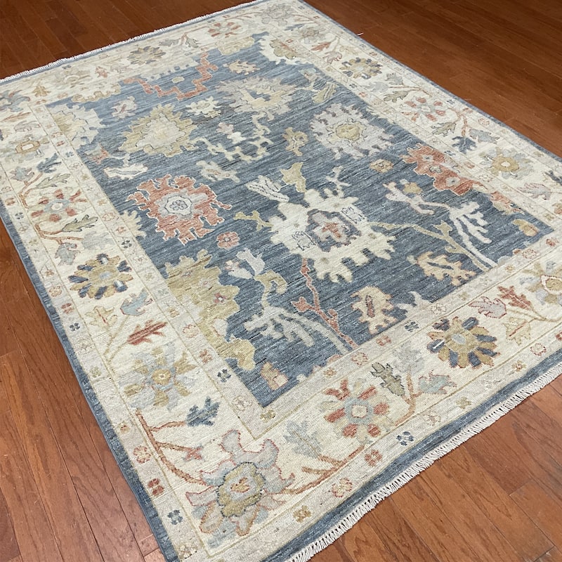 HERAT ORIENTAL Handmade Vegetable Dye Oushak Wool Rug - 6'1" x 8'4"