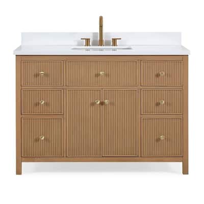 48 Inch Natural Oak Fluted Style Bathroom Vanity